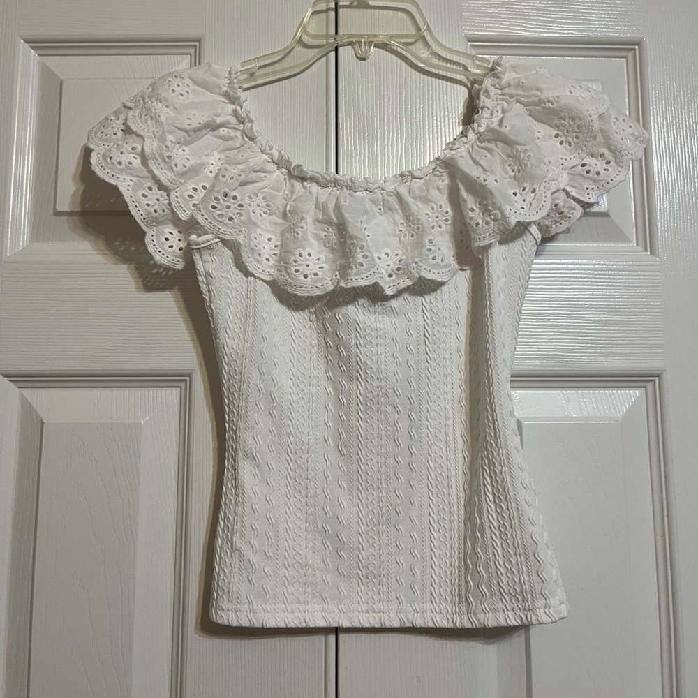 White Ruffle Blouse